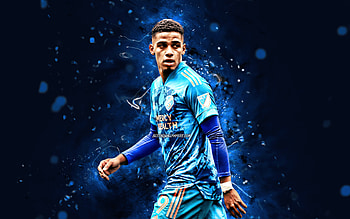 Brenner, , MLS, FC Cincinnati, brazilian footballers, blue neon lights, soccer, football, Brenner Souza da Silva, neon lights, Brenner , Alejandro Pozuelo FC Cincinnati HD wallpaper