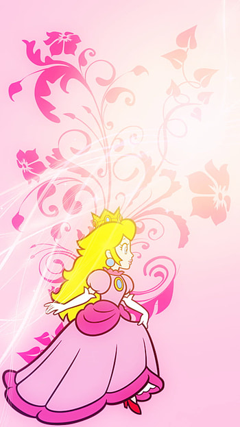 Princess Peach, art, pink HD phone wallpaper