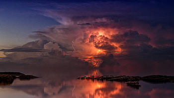 Thunderstorm In Ocean , thunderstorm, ocean, nature HD wallpaper