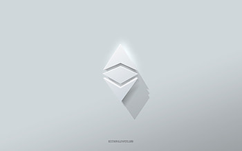 Ethereum logo, white background, Ethereum 3d logo, 3d art, Ethereum, 3d Ethereum emblem, creative art, Ethereum emblem HD wallpaper