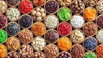 Fruits and Nuts, nuts, fruit, graph, abstract, montage HD wallpaper
