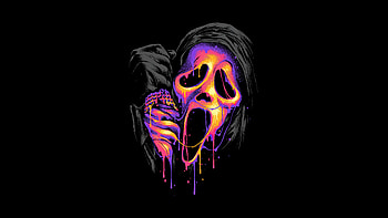 Neon Drip Ghostface — Scream, Movie, Black, Ghostface (Scream), Scream (Movie) HD wallpaper