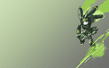 RX-BattleBunny, bunny, green bunny, white, black, battle bunny, green, rx HD wallpaper