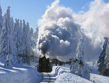 *Vacanta de Iarna*, fum, tren, zapada, munte HD wallpaper
