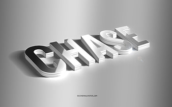 Chase, silver 3d art, gray background, with names, Chase name, Chase greeting card, 3d art, with Chase name HD wallpaper