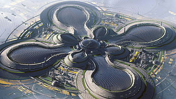 Spaceport City, Sci Fi, Structure HD wallpaper