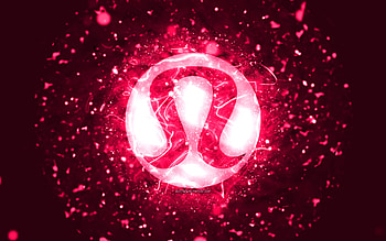 Lululemon Athletica pink logo, , pink neon lights, creative, pink abstract background, Lululemon Athletica logo, brands, Lululemon Athletica HD wallpaper