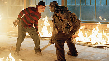 Freddy Vs Jason, freddy, machete, jason, fire, blades HD wallpaper