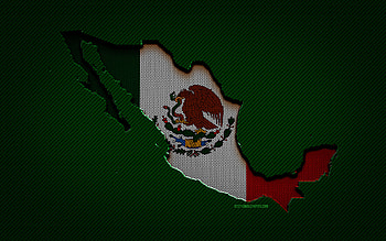 Mexico map, , North American countries, Mexican flag, green carbon background, Mexico map silhouette, Mexico flag, North America, Mexican map, Mexico, flag of Mexico HD wallpaper