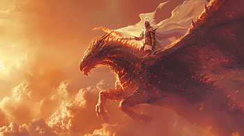 Fire dragon rider, AI Art, dragon, fantasy HD wallpaper