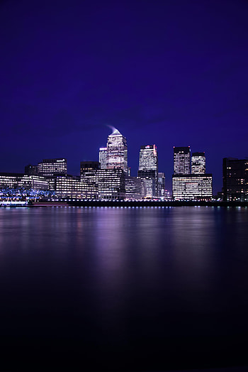 Cities, Sea, Architecture, Skyscraper, Night City HD phone wallpaper