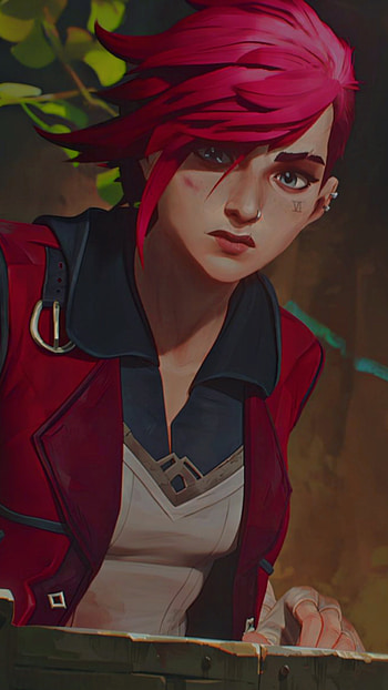 VI Arcane, red, bad, waifu, lol, violet, leagueoflegends, riot, girl HD phone wallpaper