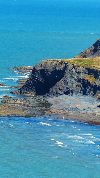 Wales, Clarach bay hill, Bay waves, Beautiful islands HD phone wallpaper