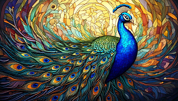 Peacock, digital illustration, peacock, artistic, colorful, decor HD wallpaper