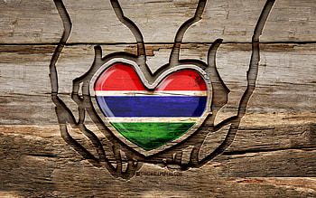 I love Gambia, , wooden carving hands, Day of Gambia, Gambian flag, Flag of Gambia, Take care Gambia, creative, Gambia flag, Gambia flag in hand, wood carving, african countries, Gambia HD wallpaper