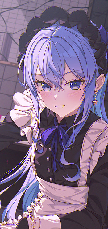maid, hololive, Hoshimachi Suisei, Anime, Virtual Youtuber HD phone wallpaper