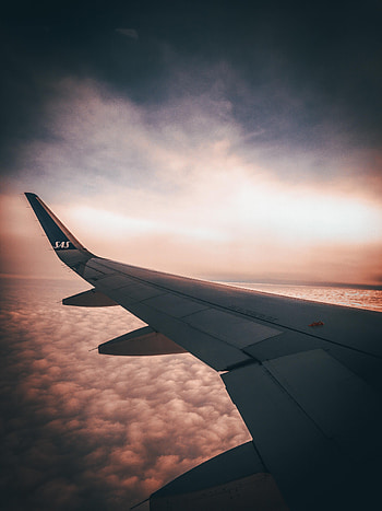 Sky, Twilight, Clouds, Miscellanea, Miscellaneous, Dusk, Wing, Airplane, Plane, View HD phone wallpaper
