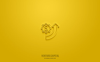 Venture capital 3d icon, yellow background, 3d symbols, Venture capital, business icons, 3d icons, Venture capital sign, business 3d icons HD wallpaper