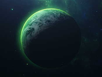Green planet, green orbit, fantasy HD wallpaper