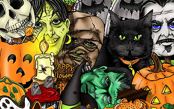 Happy Halloween, Painting, Halloween, Black cat, Drawing HD wallpaper