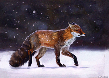 Winter, Art, Snow, Fox, Animal HD wallpaper