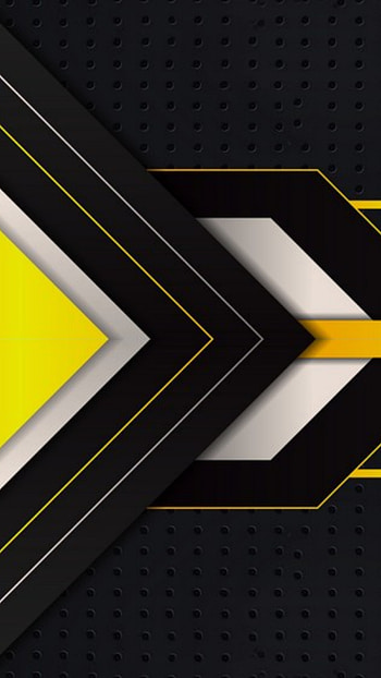 Black yellow arrow 3d, samsung, material, mate, shapes, design, geometric, layers, pattern, abstract, galaxy HD phone wallpaper