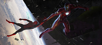 Iron Man Saving Spider Man, iron-man, spiderman, superheroes, artwork HD wallpaper