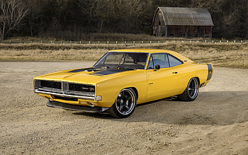 1969, Dodge Charger, Captiv, Ringbrothers, exterior, retro cars, yellow Dodge Charger, american cars, Dodge HD wallpaper