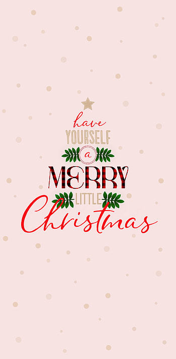 Merry little Christmas, typography, art, pink, seasonal, winter, cute, ornament, quote, baby pink, xmas HD phone wallpaper