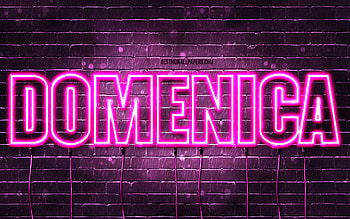 Domenica, , with names, female names, Domenica name, purple neon lights, Domenica Birtay, Happy Birtay Domenica, popular italian female names, with Domenica name HD wallpaper