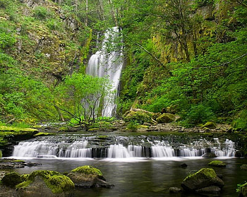 Chinook Falls, falls, trees, water, rock HD wallpaper