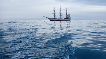 Water, Sea, Waves, Miscellanea, Miscellaneous, Ship HD wallpaper