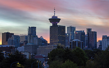 Vibrant cityscape of Vancouver, Skyscrapers and city lights, Canadian travel destination, British Columbia scenery HD wallpaper