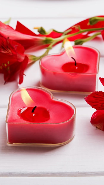 Candle, Red Heart, Candles HD phone wallpaper