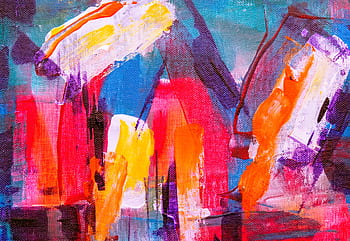Colorful abstract painting with bold strokes and vivid colors on canvas. HD wallpaper