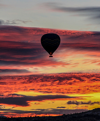 Nature, Sunset, Sky, Clouds, Flight, Balloon HD phone wallpaper