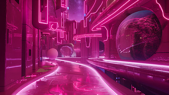 Pink Sci-Fi City Aesthetic, aesthetic, pink, pink aesthetic, Sci Fi, futuristic HD wallpaper