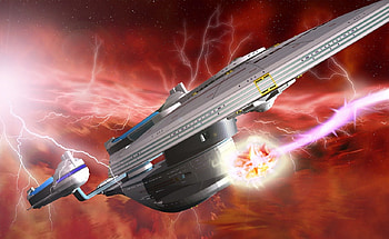 Escape, space, starship, lightning, red HD wallpaper