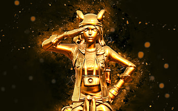 Golden Agent Skye, , yellow neon lights, Fortnite Battle Royale, Fortnite characters, Golden Agent Skye Skin, Fortnite, Golden Agent Skye Fortnite HD wallpaper