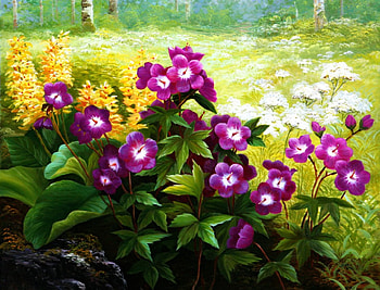 Wildflowers, purple, white, painting HD wallpaper