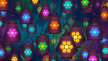 Colorful, abstract, glowing lanterns HD wallpaper