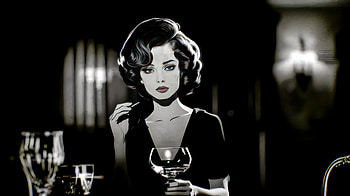 "Chic Dahlia", Digital artwork, Anime, Noir, woman HD wallpaper