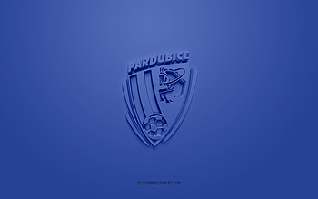 FK Pardubice, creative 3D logo, blue background, Czech First League, 3d emblem, Czech football club, Pardubice, Czech Republic, 3d art, football, FK Pardubice 3d logo HD wallpaper