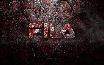 Fila logo, grunge art, Fila stone logo, red stone texture, Fila, grunge stone texture, Fila emblem, Fila 3d logo HD wallpaper