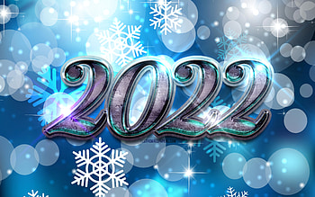 2022 blue metal digits, Happy New Year 2022, blue snowflakes background, 2022 concepts, 2022 new year, 2022 on blue background, 2022 year digits HD wallpaper