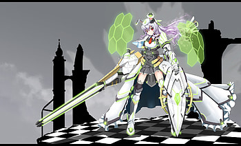 HA Lance, skirt, power, lance, anime, weapon, girl, female HD wallpaper