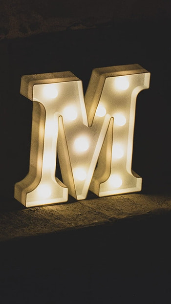 M Letter, Golden Lights, golden, lights HD phone wallpaper