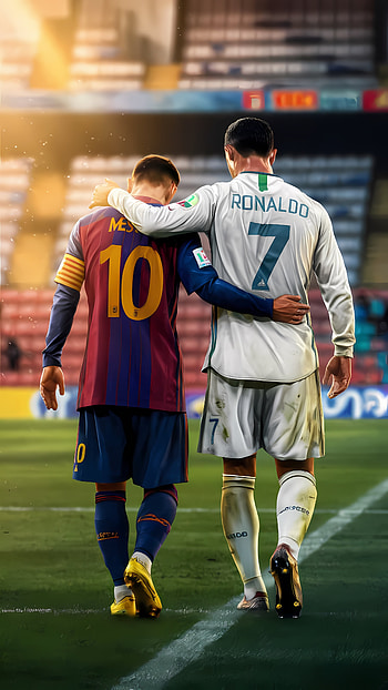 Ronaldo and Messi, Cristiano Ronaldo, Lionel Messi, football, soccer HD phone wallpaper