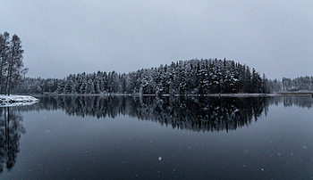 Winter, lake, reflections HD wallpaper