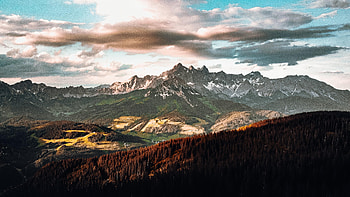 Landscape, Nature, Trees, Mountains, Clouds, Rocks, Vertex, Tops HD wallpaper